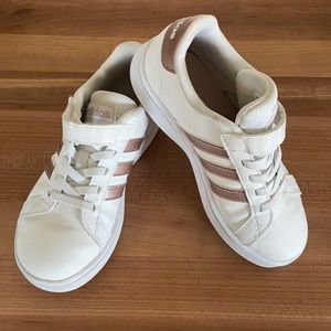 Girls adidas rose gold superstar shoes
